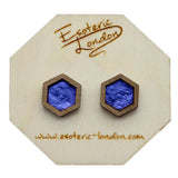 Leather Inlay Stud Earrings - Hexagons