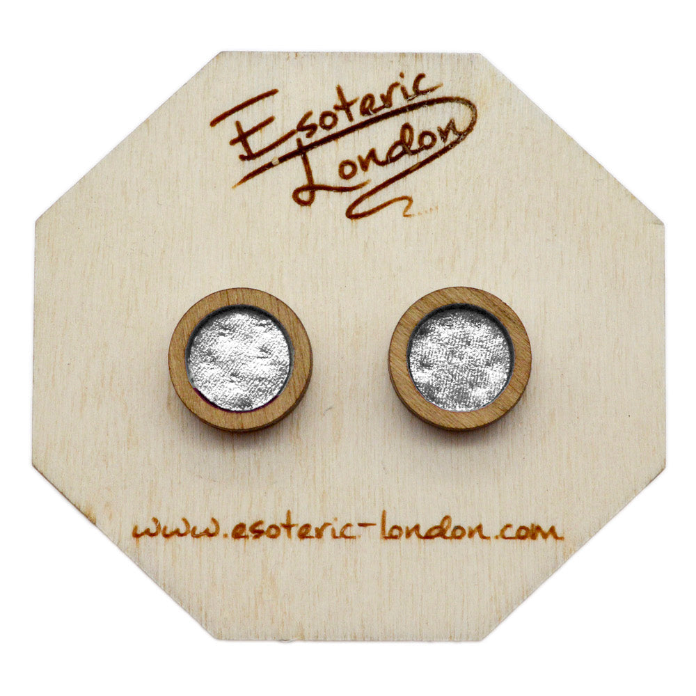 Leather Inlay Stud Earrings - Circles