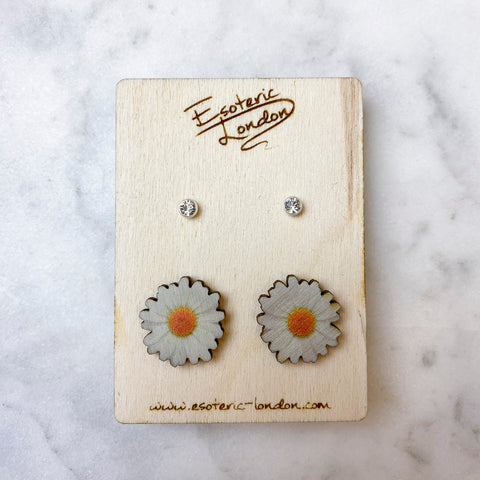Birth flower & birthstone stud earring set - February: Primrose & Amethyst