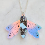 Recycled Acrylic Celestial Moth Necklace