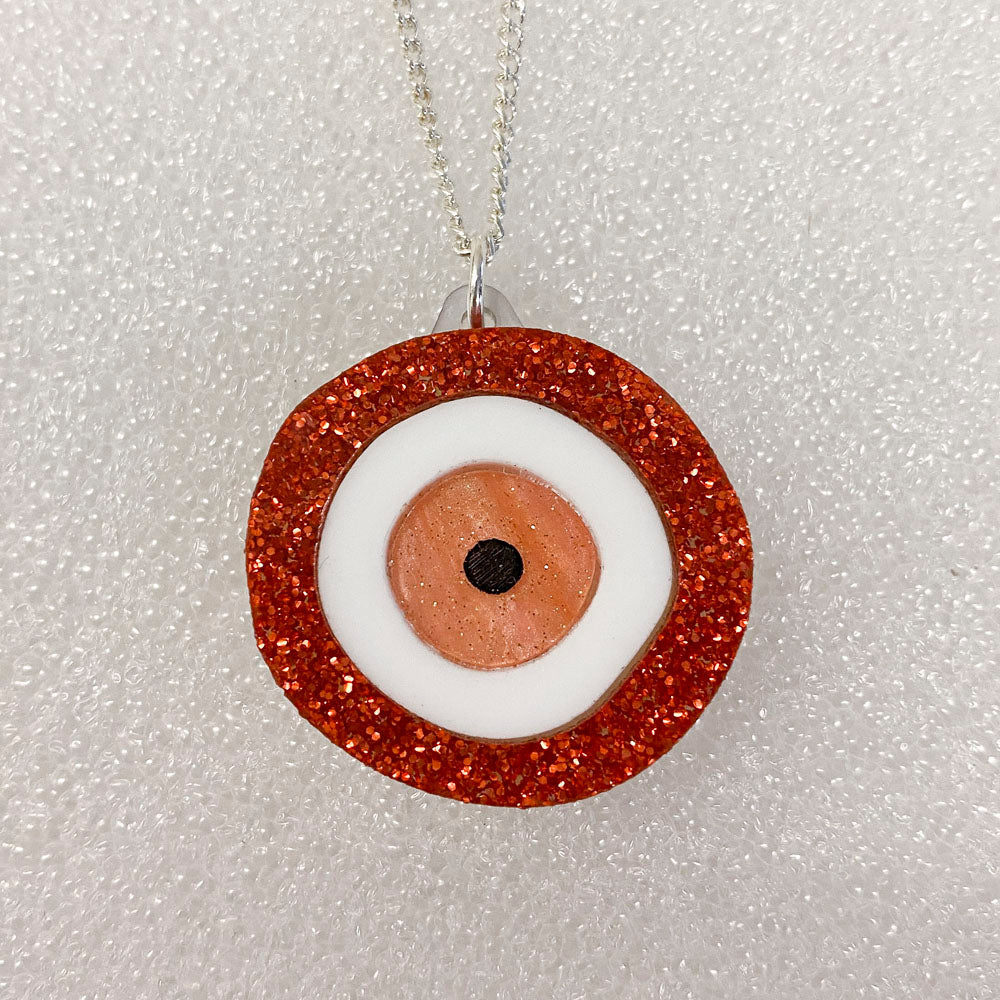 Buy Red Enamel Evil Eye Shape Pendant Necklace by Nayaab by Aleezeh Online  at Aza Fashions.