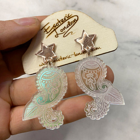 Mirror Paisley Etched Studs