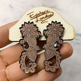 Mirror Floral Paisley Etched Studs