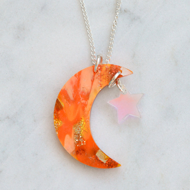 Recycled Acrylic Moon Necklace