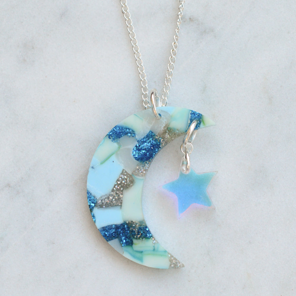 Recycled Acrylic Moon Necklace