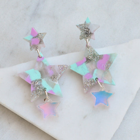 Iridescent Star Stud Earrings