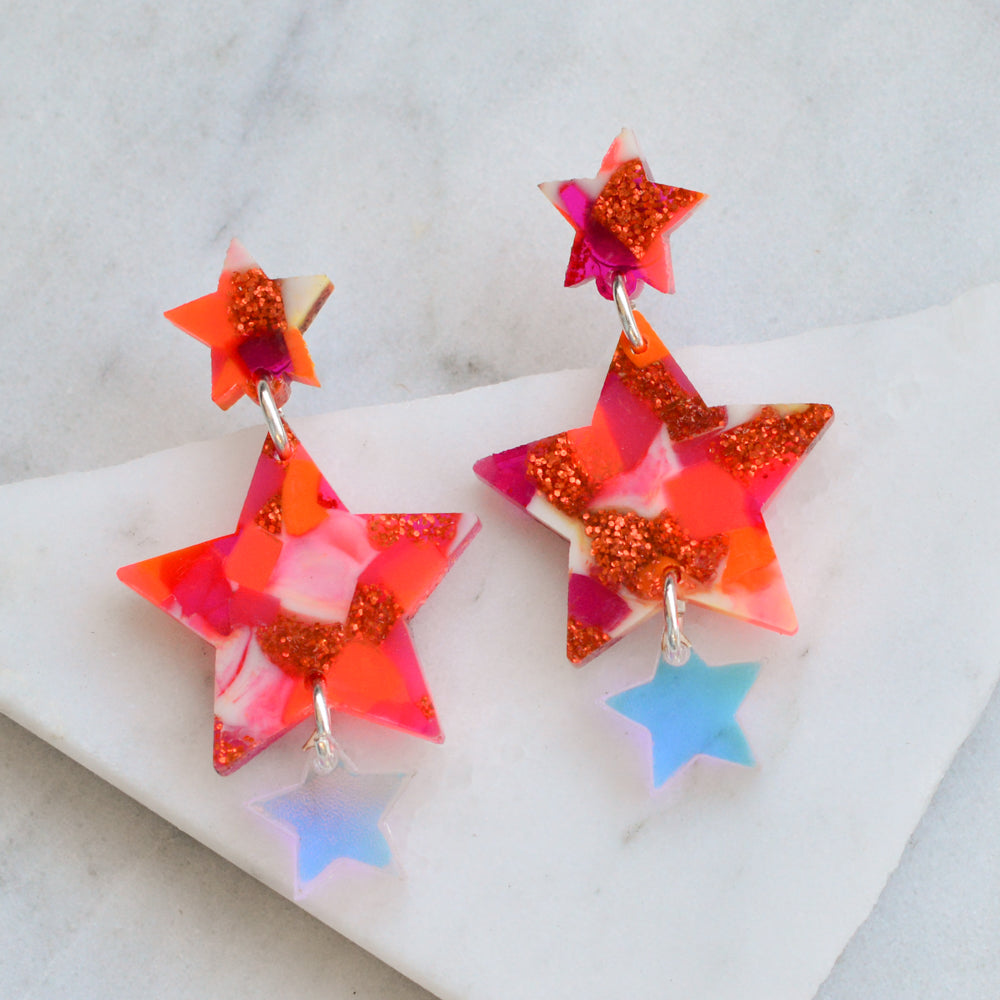 Red hot sale star earrings