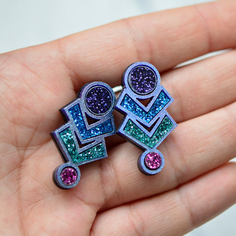Moon Phase Pendant Necklace -  Purple, Lilac & Blue