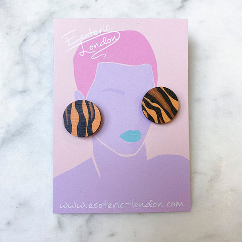 Wild Pink Leopard Print Round Statement Fan Earrings