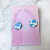 Wild Blue Cow Print Stud Earrings