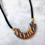 Wild Brown & Gold Tiger Stripe Print Statement Necklace