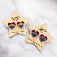 Rainbow Heart Stud Earrings