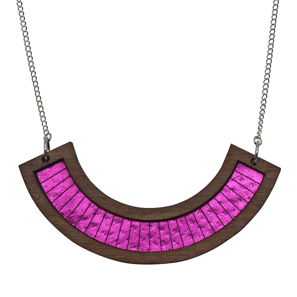 Leather Inlay Necklace - Curve